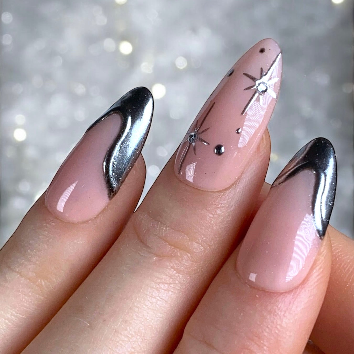 Press-on nails « SILVER SKY »