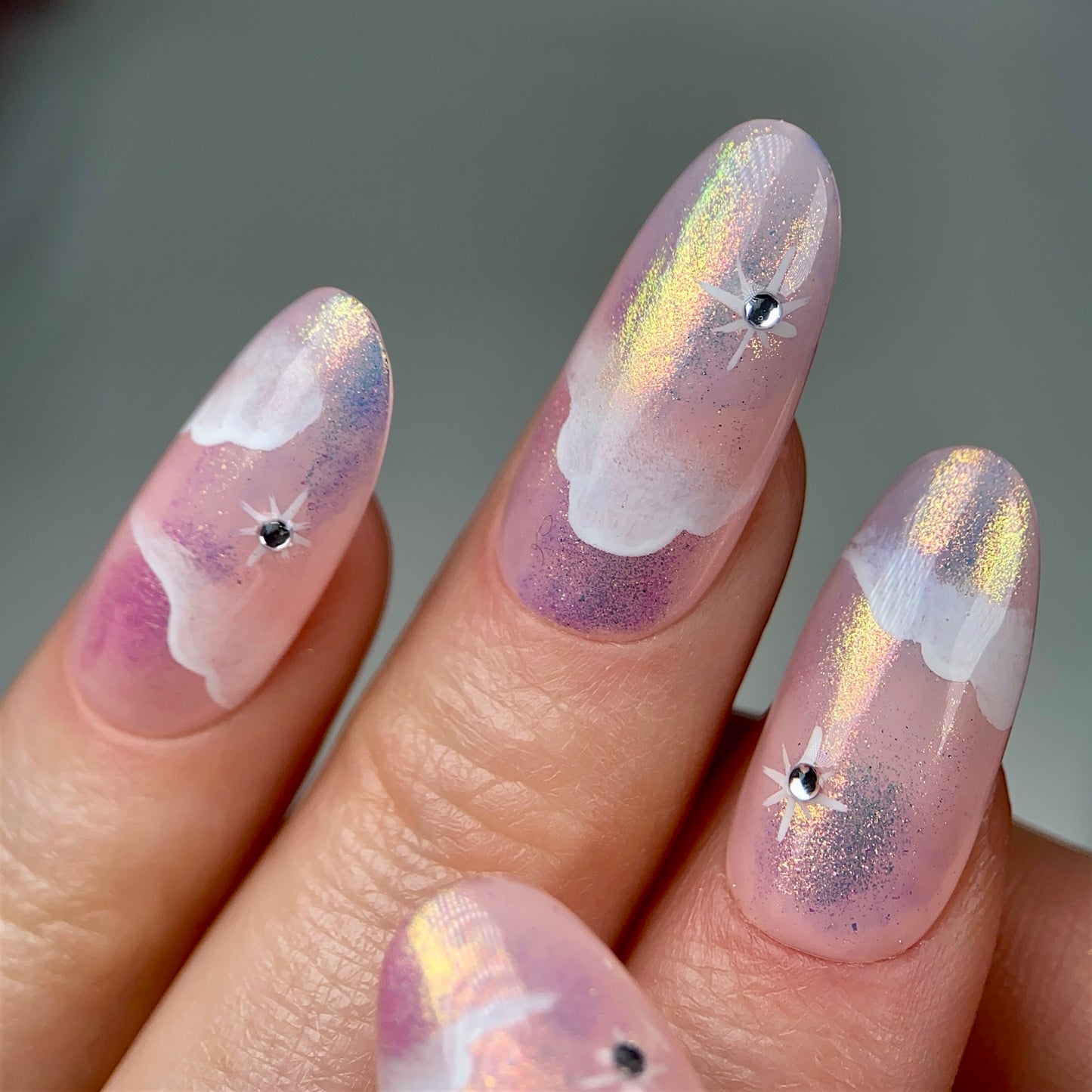 Press-on nails « CLOUDY CHROME »