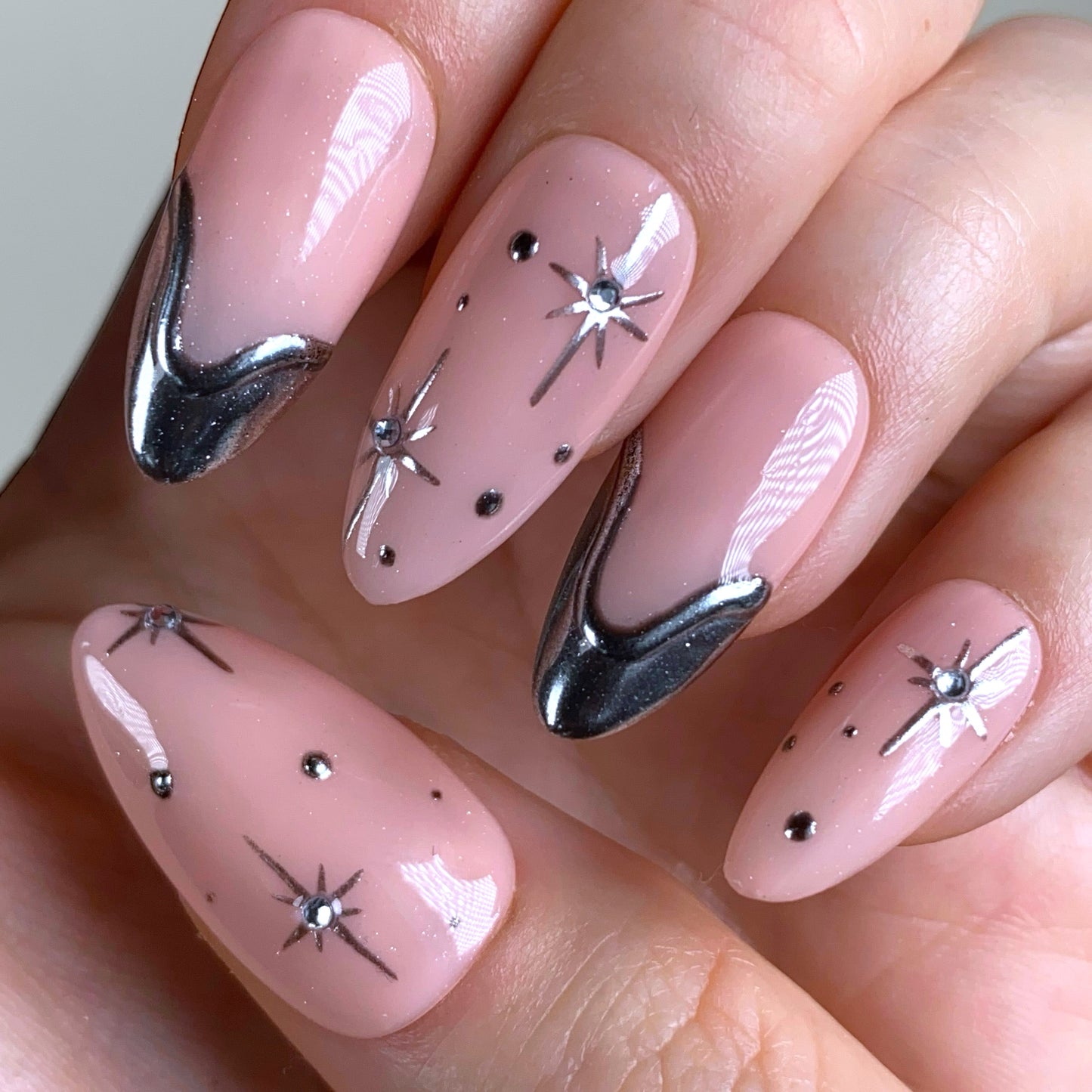 Press-on nails « SILVER SKY »
