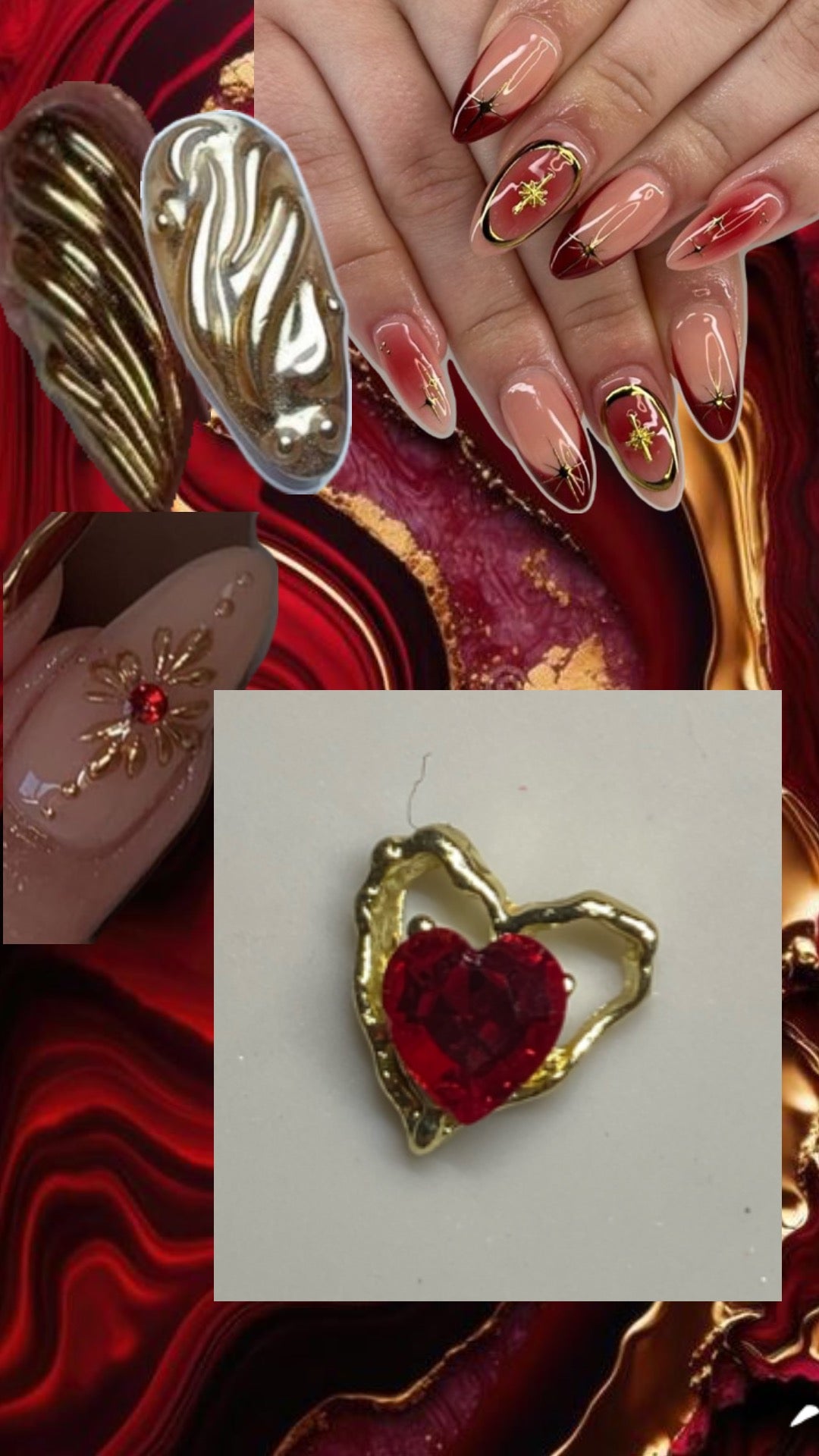 Press-on nails « GOLD HEART »