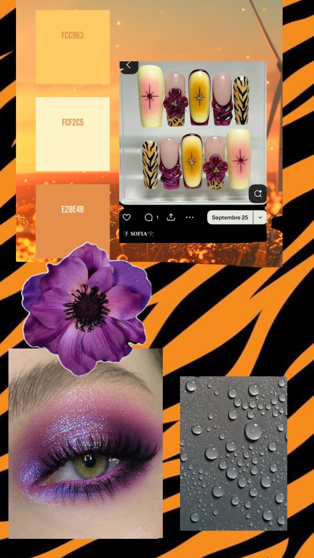 Press-on nails Flower Tiger
