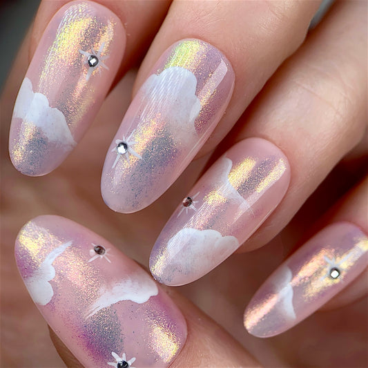Press-on nails « CLOUDY CHROME »