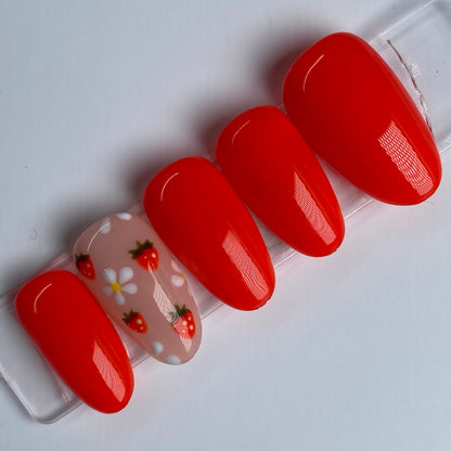 Press-on nails « FLORAL STRAWBERRY »