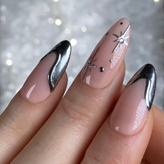 Press-on nails « SILVER SKY »