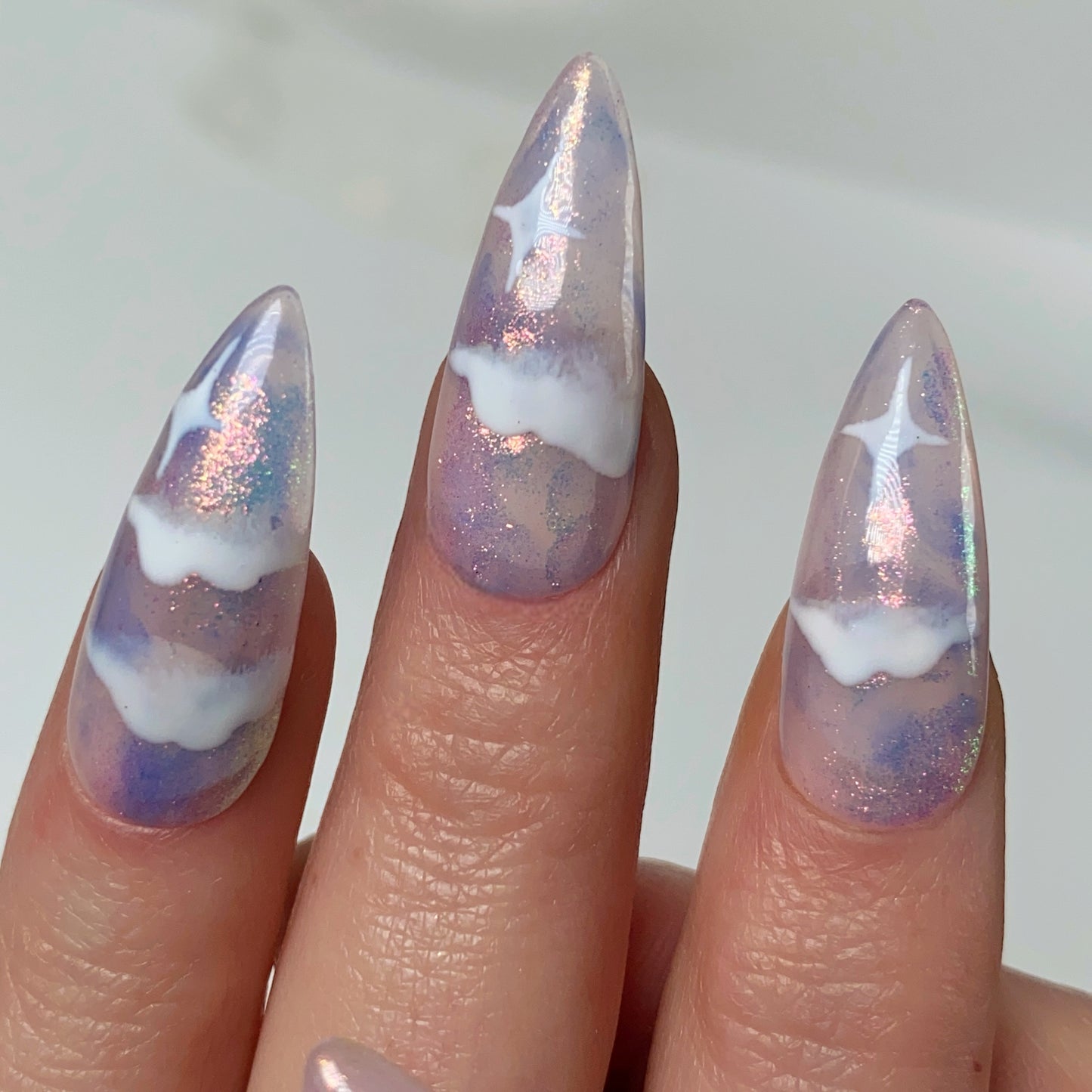 Press-on nails « CLOUDY CHROME »