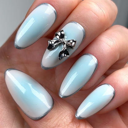 Press-on nails « SILVER BOW » (avec ou sans noeud)