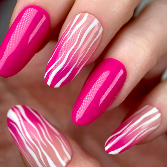 Press-on nails « PINK ZEBRA  » (couleur au choix)
