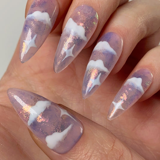 Press-on nails « CLOUDY CHROME »
