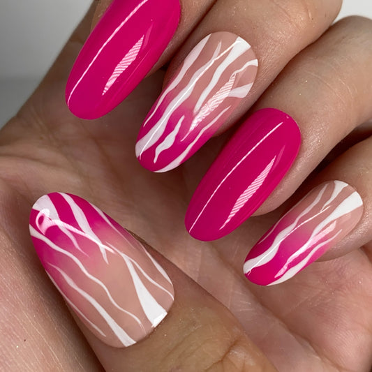 Press-on nails « PINK ZEBRA  » (couleur au choix)