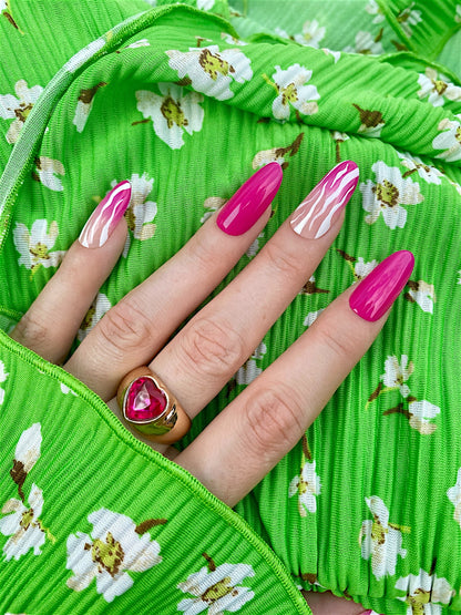 Press-on nails « PINK ZEBRA  » (couleur au choix)